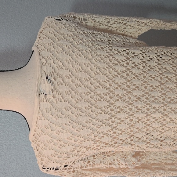 Vintage PACIFIC CONNECTIONS knit crochet sweater 90S Y2K One Size M/L Cream - Picture 11 of 16